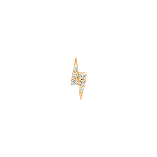 Gold and Diamond Lightening Bolt Paved Piercing