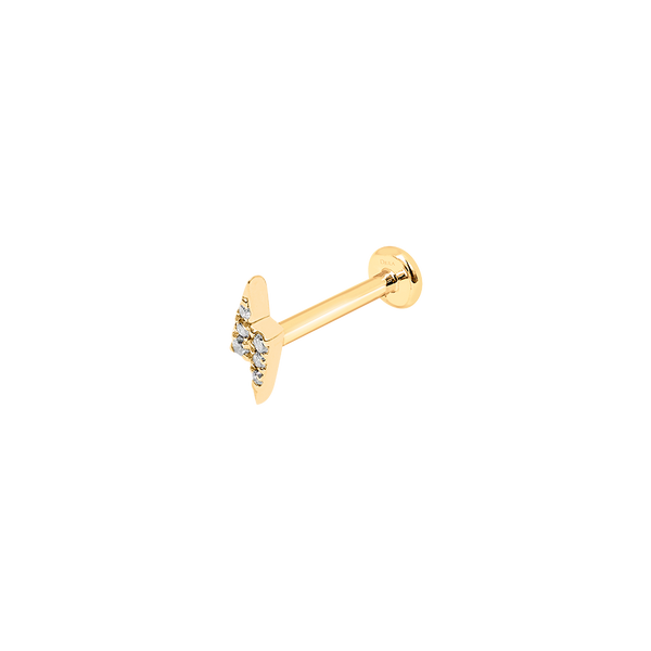 Gold and Diamond Lightening Bolt Paved Piercing