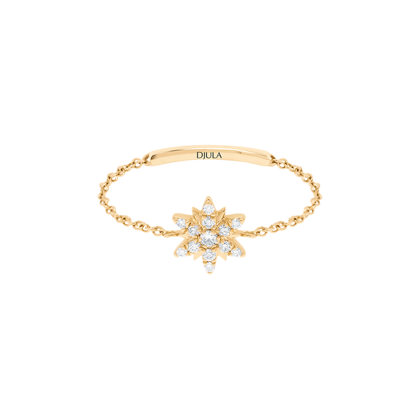 Gold and Diamond Magic Touch Sun Chain Ring