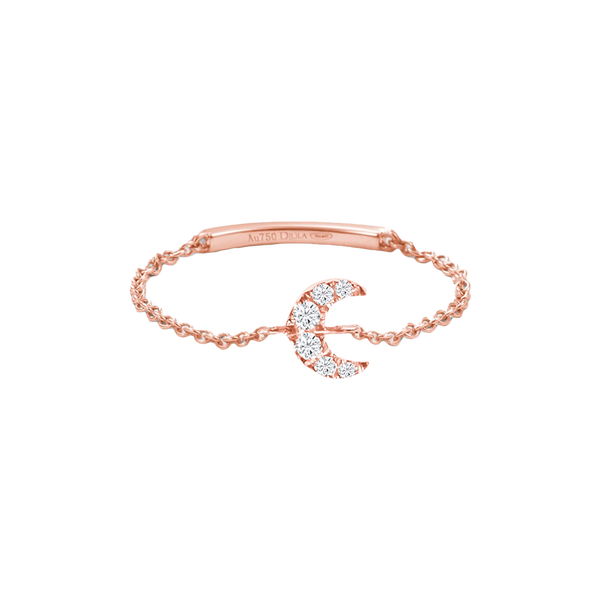 Gold and Diamond New Magic Touch Moon Chain Ring