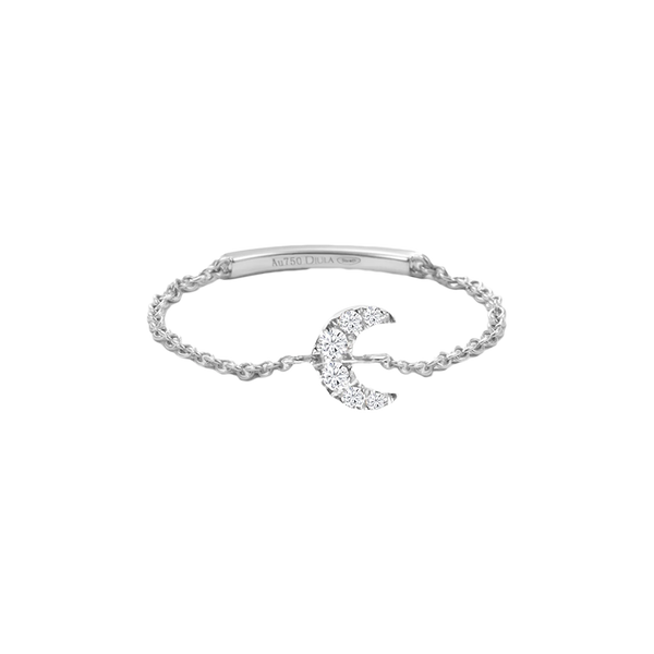 Gold and Diamond New Magic Touch Moon Chain Ring