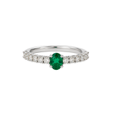 Anillo Oro Blanco con Esmeraldas y Diamantes