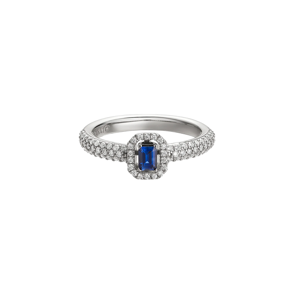 Madame Anillo Withe with Sapphire and Diamond Pavé