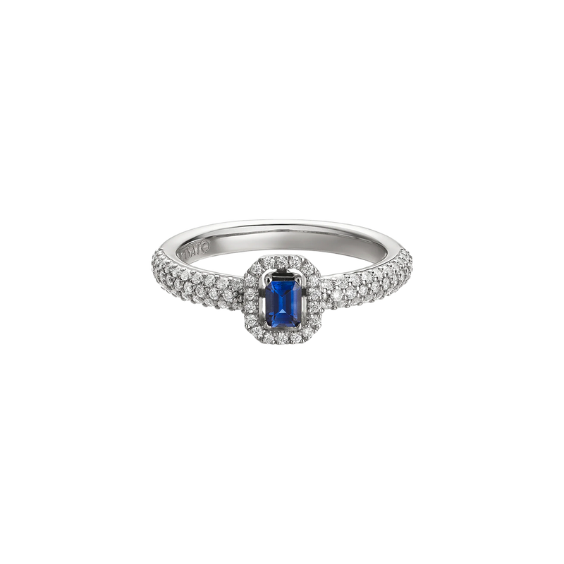 Madame Anillo Withe with Sapphire and Diamond Pavé