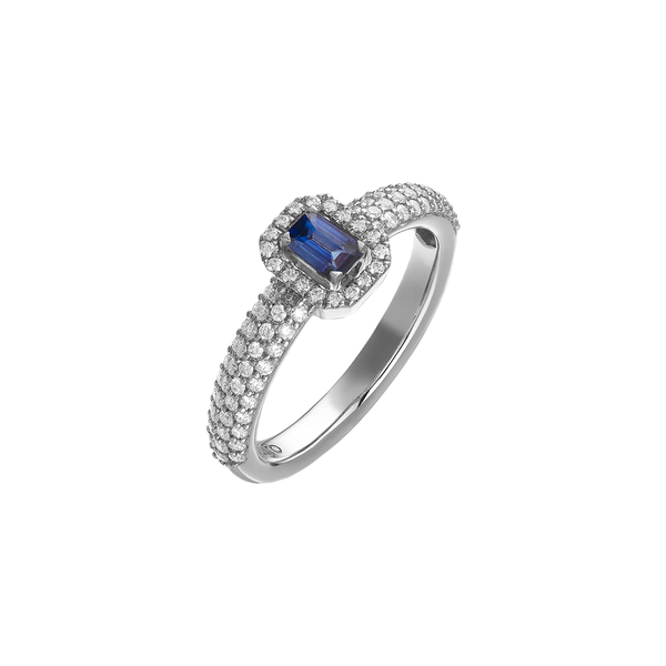Madame Anillo Withe with Sapphire and Diamond Pavé