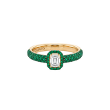Anillo Madame con Diamante y Pavé de Esmeraldas