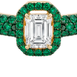 Anillo Madame con Diamante y Pavé de Esmeraldas