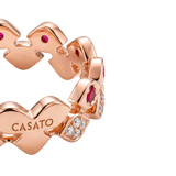 Anillo Oro Rosa con Rubíes y Diamantes