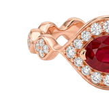 Anillo Oro Rosa con Rubíes y Diamantes