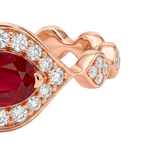 Anillo Oro Rosa con Rubíes y Diamantes