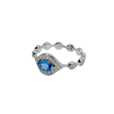 Anillo Mikou Oro Blanco con Zafiro Azul y Diamantes