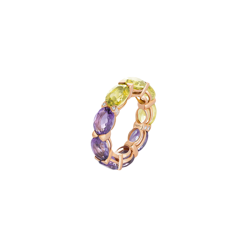 Back to Origin Anillo with Amethyst and Peridot