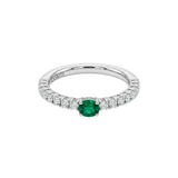 Anillo Madame Oro Blanco con Esmeralda y Diamantes