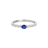 Anillo Madame Oro Blanco con Zafiro Azul y Diamantes