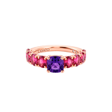 Anillo Back to Origin Oro Rosa con Amatista y Rodolitas