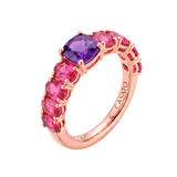 Anillo Back to Origin Oro Rosa con Amatista y Rodolitas