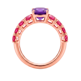 Anillo Back to Origin Oro Rosa con Amatista y Rodolitas