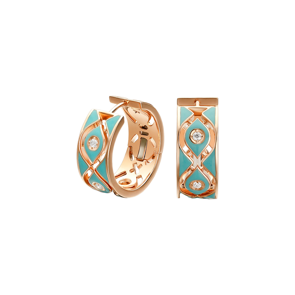 Mikou Pendientes with Blue Enamel and Diamonds