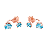 Aretes Back to Origin Oro Rosa con Topacios Azules
