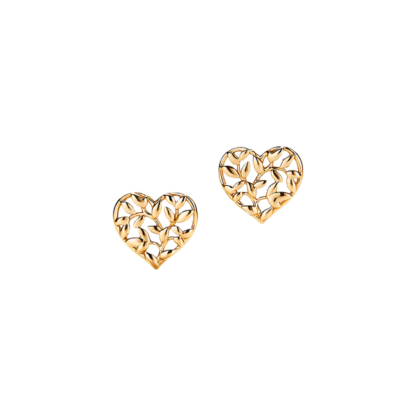 Paloma Piccaso Pendientes Olive Leaf Heart Yellow Gold