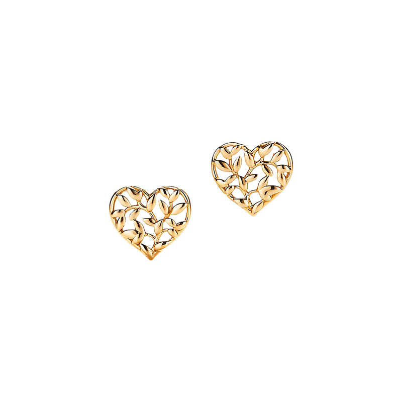 Paloma Piccaso Pendientes Olive Leaf Heart Yellow Gold