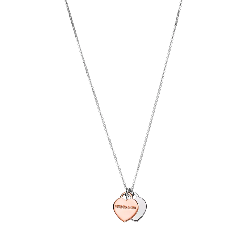 Return to Tiffany Colgante con Doble Placa de Corazón Silver & Rose Gold