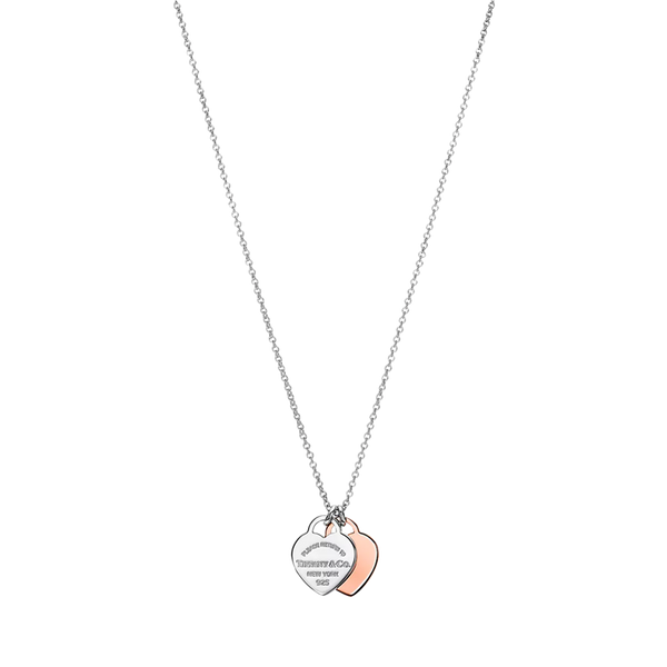 Return to Tiffany Colgante con Doble Placa de Corazón Silver & Rose Gold