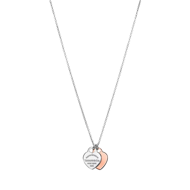 Return to Tiffany Colgante con Doble Placa de Corazón Silver & Rose Gold