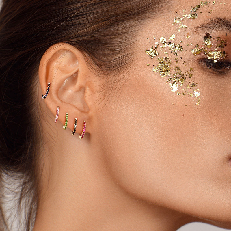 Gold and Ruby Single Hoop