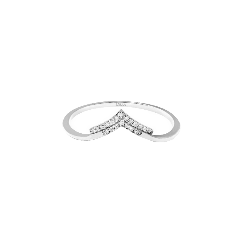Gold and Diamond Double V Ring