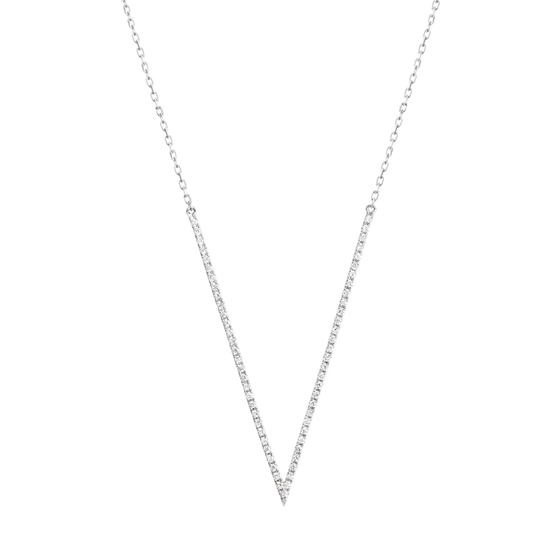 Gold and Diamond Big V Necklace
