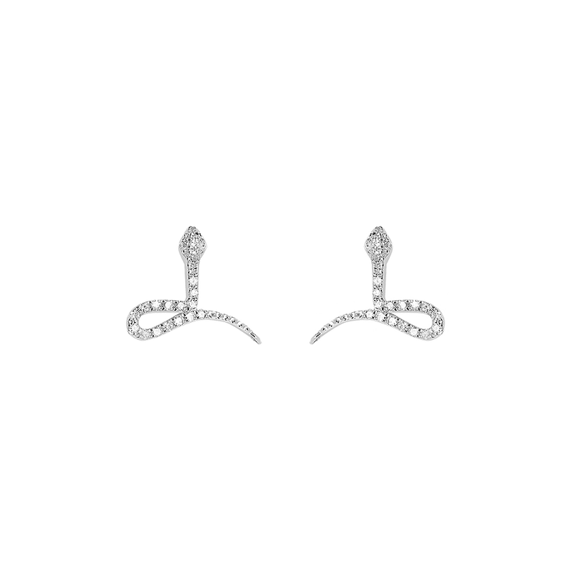 Gold and Diamond Snake Earrings